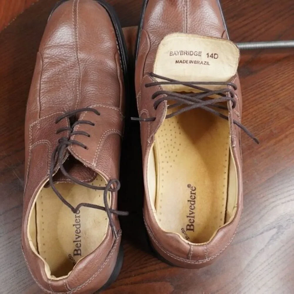 Studio Belvedere Bay Bridge Oxford Size 14D Brown‎ Pebble Leather Dress Lace Up